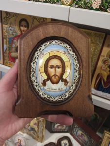 Икона из финифти Спас Нерукотворный (Размер 11*14 см)