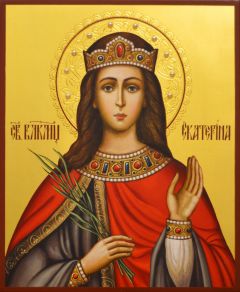 Рукописная икона Екатерина великомученица с жемчугом №23 