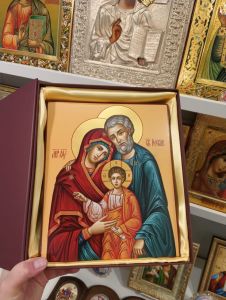 Рукописная икона Святое Семейство №11 (Размер 17х21 см)