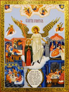 Рукописная икона Ангел-Хранитель и Наталия Никомидийская