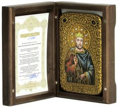 Икона ручной работы Вячеслав Чешский с камнями