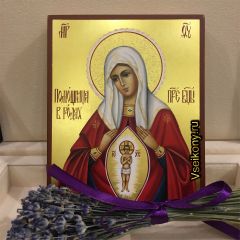 Рукописная икона Помощница в родах 5 