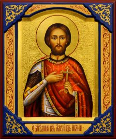 Рукописная икона Александр Невский 33 (Размер 21*25 см)