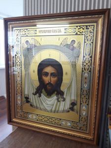Рукописная икона храмовая Спас Нерукотворный 53