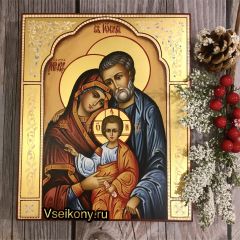 Рукописная икона Святое Семейство 10 (Размер 17*21 см)