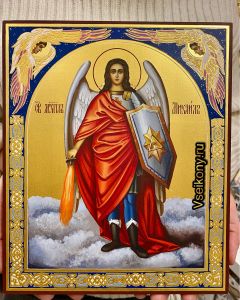 Рукописная икона Архангел Михаил 38 (Размер 21*25 см)