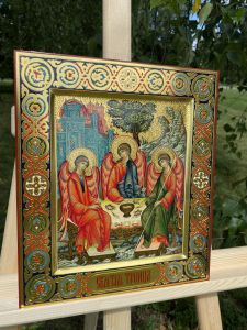 Рукописная икона Святая Троица 45 (Размер 27х31 см)