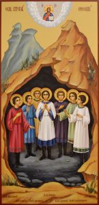 Рукописная икона Отроки Эфесские