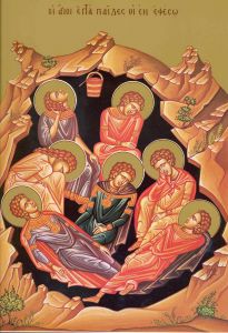 Рукописная икона Отроки Эфесские