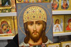 Рукописная икона Спас Великий Архиерей (Размер 17х21 см)