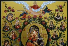 Рукописная икона Древо Богородицы (21 чудотворный Образ)