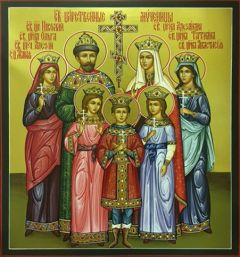 Рукописная икона Царская семья