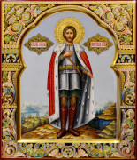Рукописная икона Александр Невский №97 (Размер 27х31 см)