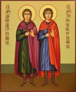 Рукописная икона Давид и Тиричан мученики грузинские