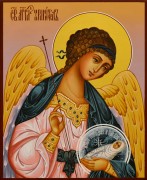 Рукописная икона Ангел Хранитель с Душой 55 